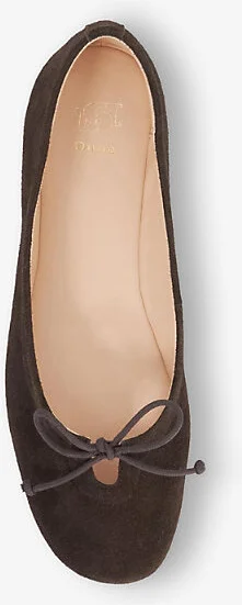 Womens Brown Suede Hilife Bow Suede Ballet Flat Shoes Eur 37 / 4 Uk Women - Image 2