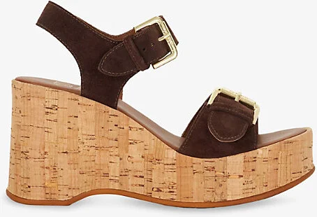 Womens Brown Suede Kamia Suede Wedge Sandals Eur 37 / 4 Uk Women