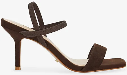 Womens Brown Suede Methodical 75 Elasticated-Strap Suede Heeled Sandals Eur 40 / 7 Uk Women