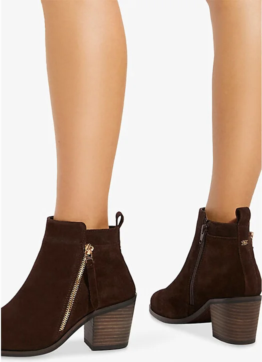 Womens Brown Suede Paicing Pointed-Toe Suede Heeled Ankle Boots Eur 38/5 Uk Women - Image 2