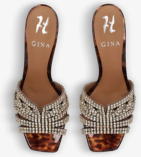 Womens Brown Utah Embellished Leather Heeled Sandals Eur 39 / 6 Uk Women - Image 2