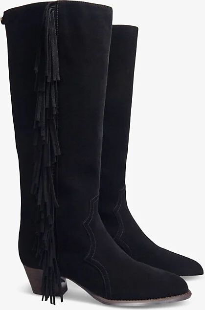 Womens Bruns Fringed-Trim Suede Knee-High Boots Eur 36 / 3 Uk Women - Image 3