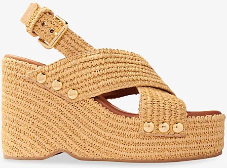 Womens Bruns Raffia-Effect Heeled Wedge Sandals Eur 39 / 6 Uk Women