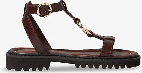 Womens Bruns Ring-Hardware Leather Flat Sandals Eur 38/5 Uk Women