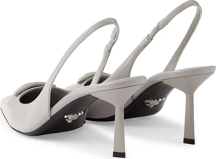 Women's Brushed 75MM Leather Slingback Pumps - Grey - Size 6 - Image 3