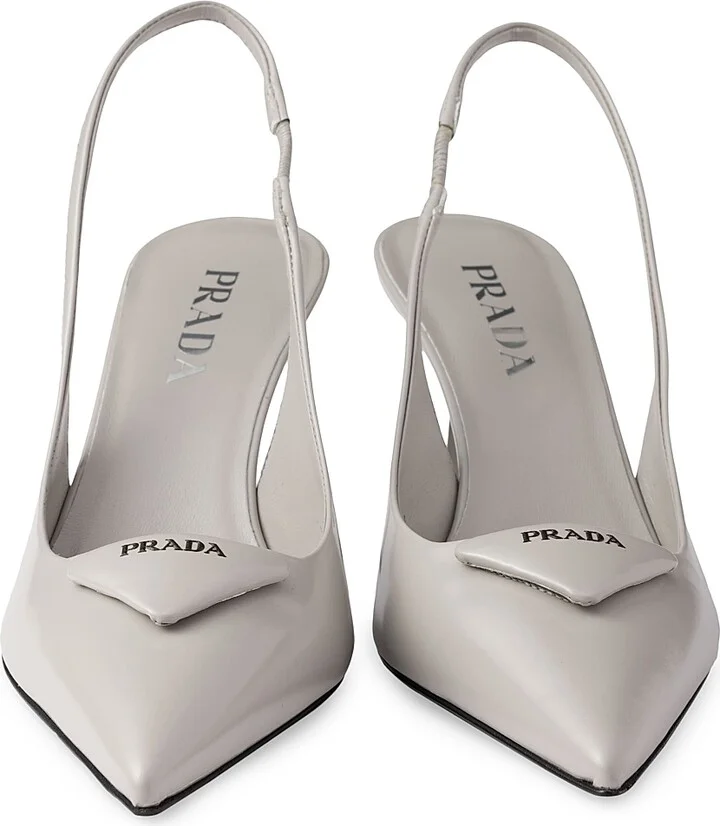 Women's Brushed 75MM Leather Slingback Pumps - Grey - Size 6 - Image 4