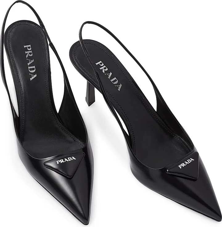 Women's Brushed 75MM Leather Slingback Pumps - Grey - Size 6 - Image 7