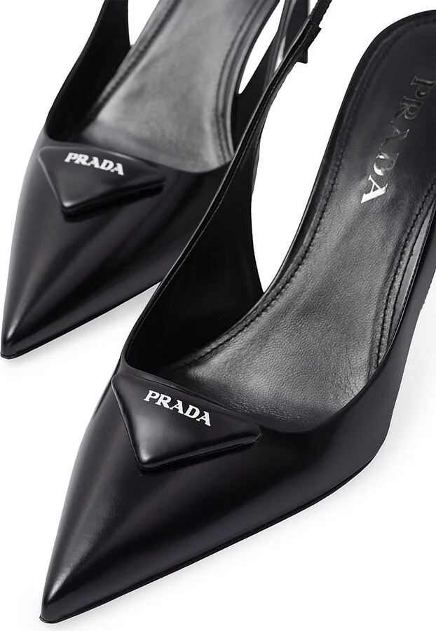 Women's Brushed 75MM Leather Slingback Pumps - Grey - Size 6 - Image 9