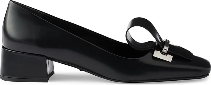 Women's Brushed Leather 35MM Pumps - Black - Size 7