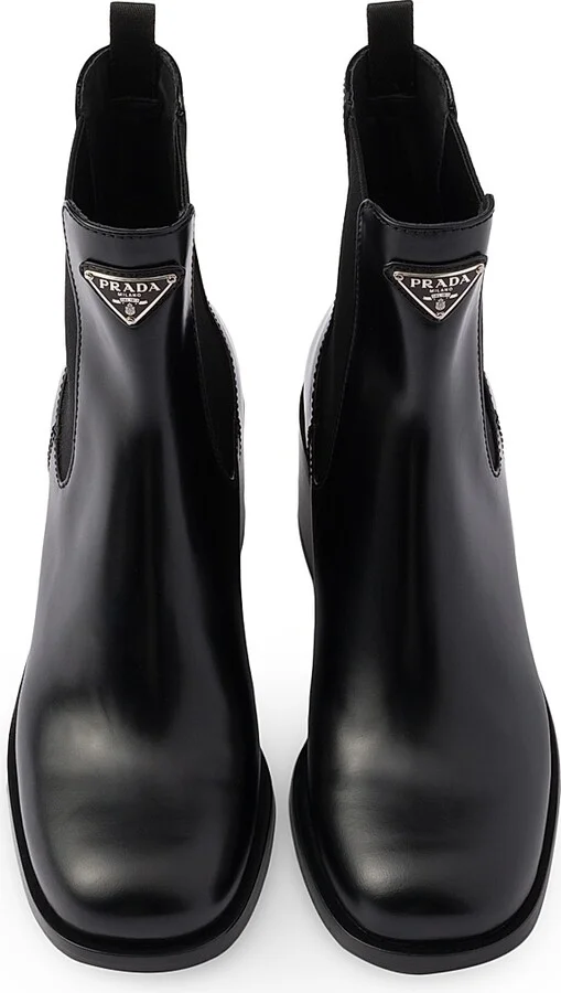 Women's Brushed Leather Booties - Black - Size 6 - Image 2