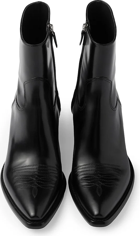 Women's Brushed Leather Booties - Black - Size 7 - Image 3