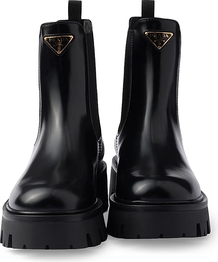 Women's Brushed Leather Booties - Black - Size 7 - Image 2