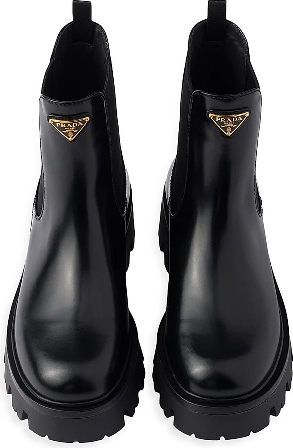 Women's Brushed Leather Booties - Black - Size 7 - Image 4