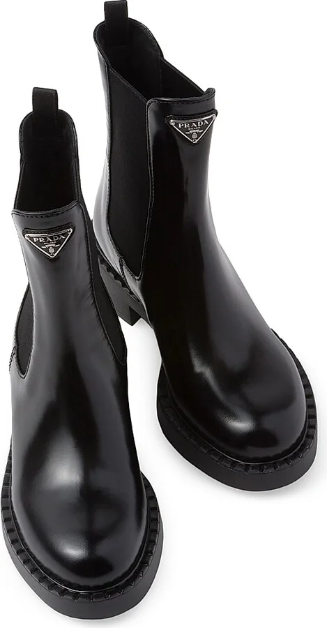 Women's Brushed Leather Booties - Black - Size 9 - Image 3