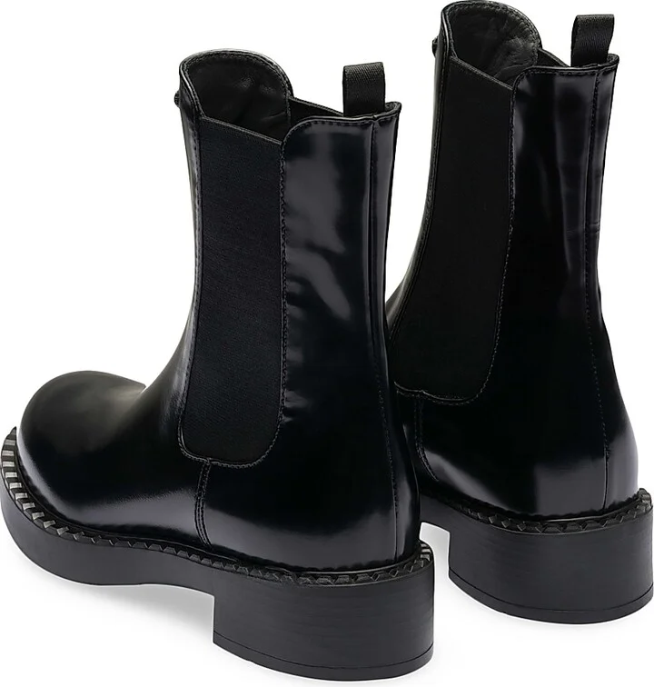 Women's Brushed Leather Booties - Black - Size 9 - Image 4