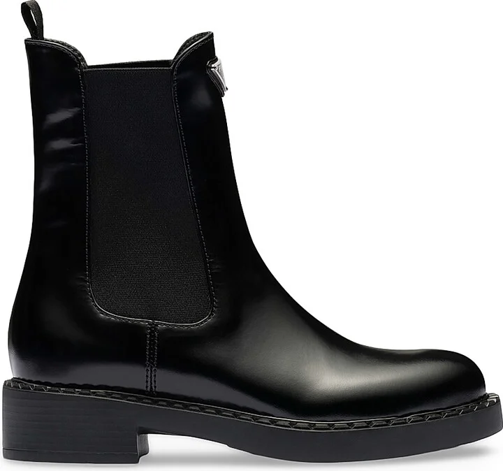 Women's Brushed Leather Booties - Black - Size 9