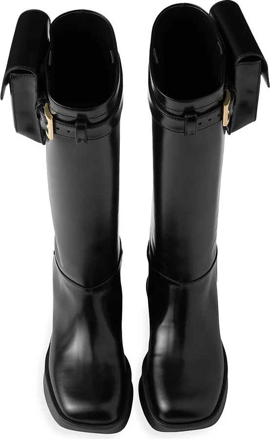 Women's Brushed Leather Boots - Black - Size 5.5 - Image 2