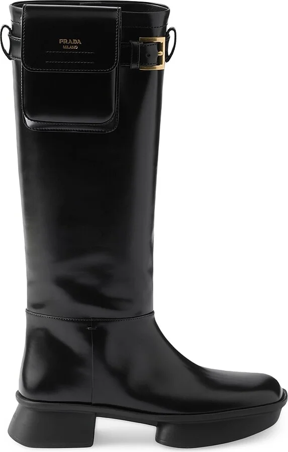 Women's Brushed Leather Boots - Black - Size 5.5