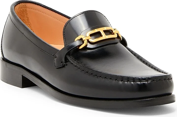 Women's Brushed Leather Brass Loafers - Black - Size 6 - Image 2
