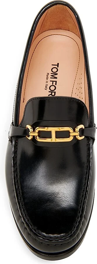 Women's Brushed Leather Brass Loafers - Black - Size 6 - Image 4