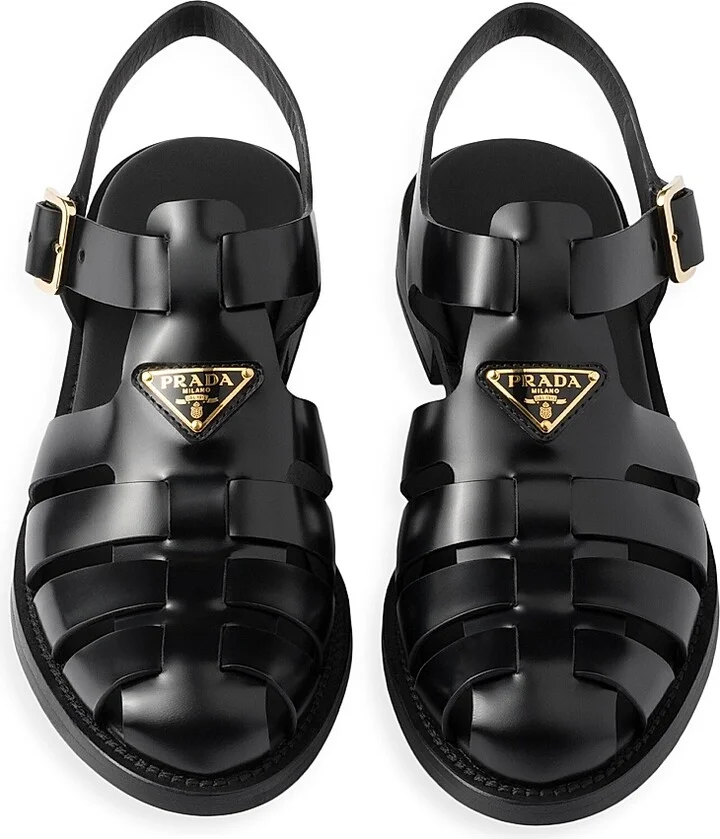 Women's Brushed Leather Fisherman Sandals - Black - Size 7 - Image 2