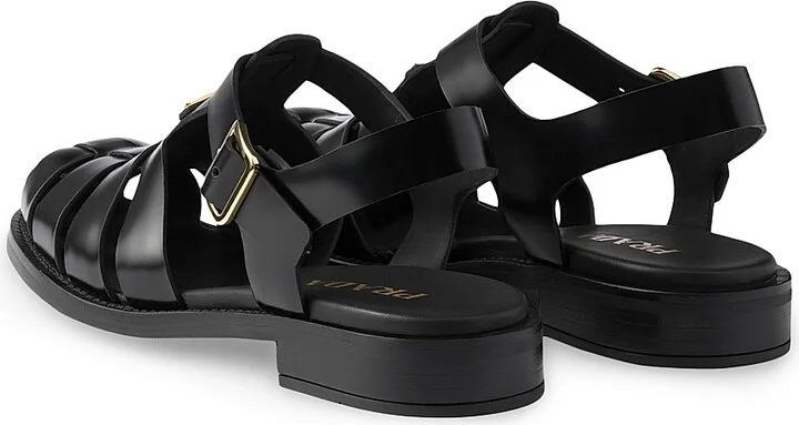 Women's Brushed Leather Fisherman Sandals - Black - Size 7 - Image 3