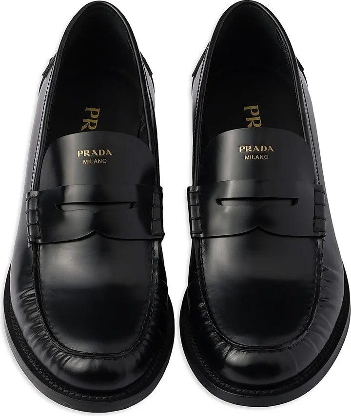 Women's Brushed Leather Loafers - Black - Size 10 - Image 2
