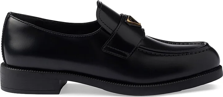Women's Brushed Leather Loafers - Black - Size 5.5