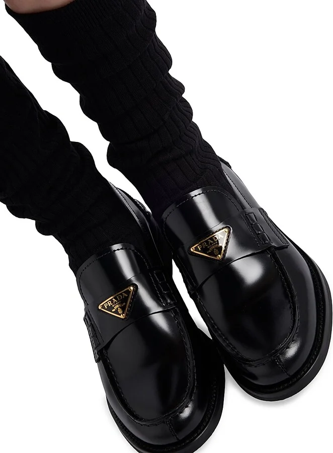 Women's Brushed Leather Loafers - Black - Size 7 - Image 6