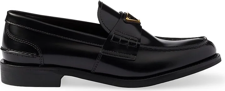 Women's Brushed Leather Loafers - Black - Size 7