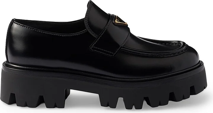 Women's Brushed Leather Loafers - Black - Size 7