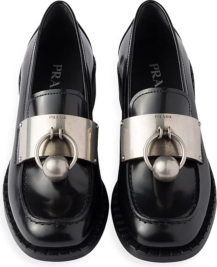 Women's Brushed Leather Loafers - Black - Size 9 - Image 2