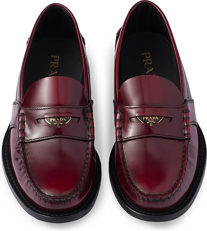Women's Brushed Leather Loafers - Red - Size 7 - Image 2