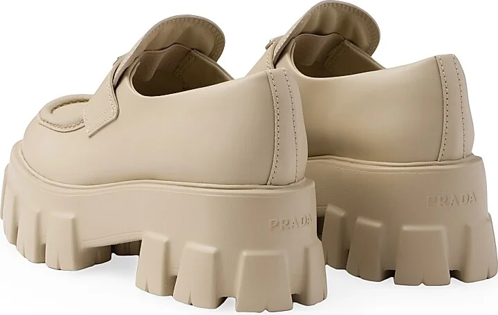 Women's Brushed Leather Monolith Loafers - Beige - Size 10 - Image 3