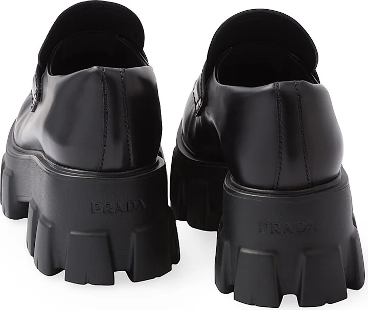 Women's Brushed Leather Monolith Loafers - Black - Size 6 - Image 5