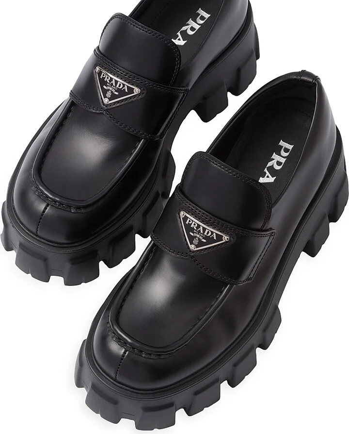 Women's Brushed Leather Monolith Loafers - Black - Size 6 - Image 6