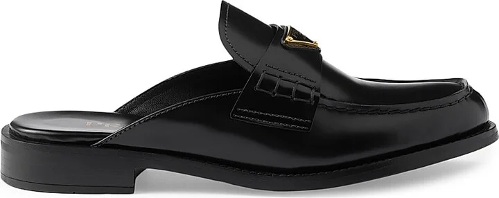 Women's Brushed Leather Mules - Black - Size 6