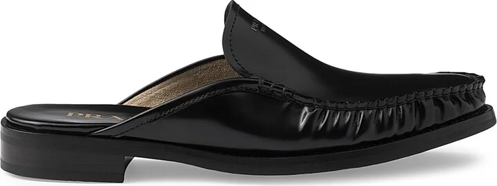 Women's Brushed Leather Mules - Black - Size 7