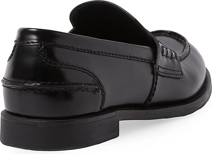 Women's Brushed Leather Penny Loafers - Black - Size 5.5 - Image 3