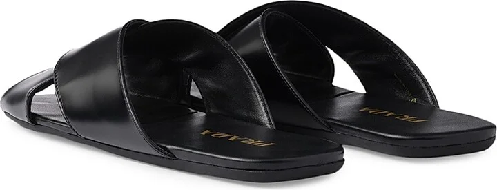 Women's Brushed Leather Slides - Black - Size 9 - Image 3