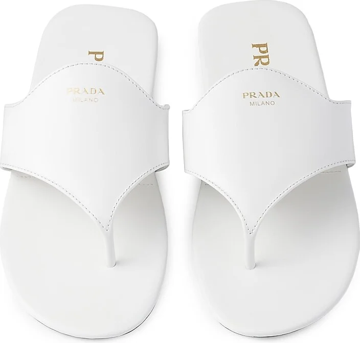 Women's Brushed Leather Thong Sandals - White - Size 5 - Image 2