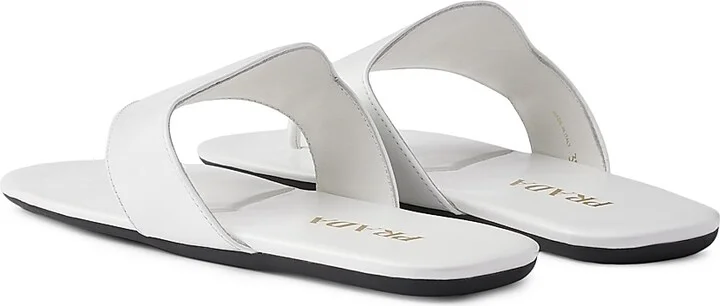 Women's Brushed Leather Thong Sandals - White - Size 5 - Image 3