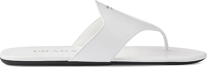 Women's Brushed Leather Thong Sandals - White - Size 5