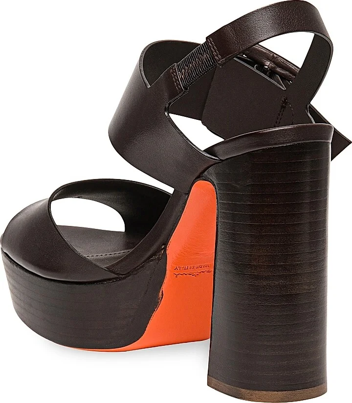 Women's Bruxel 105MM Leather Platform Sandals - Dark Brown - Size 6 - Image 3