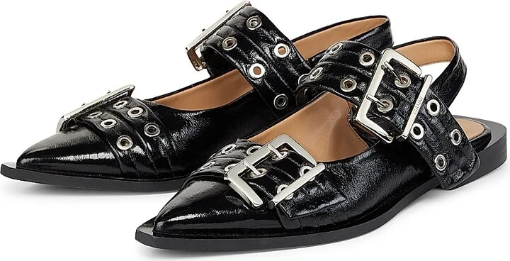Women's Buckle Ballerina Flats - Black - Size 5 - Image 2
