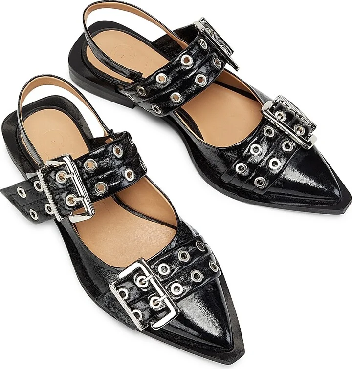 Women's Buckle Ballerina Flats - Black - Size 5 - Image 4