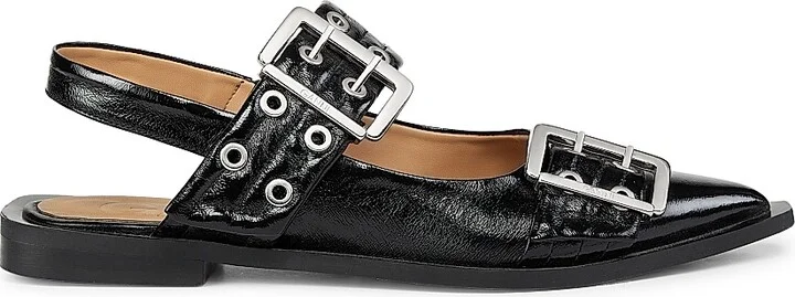 Women's Buckle Ballerina Flats - Black - Size 5