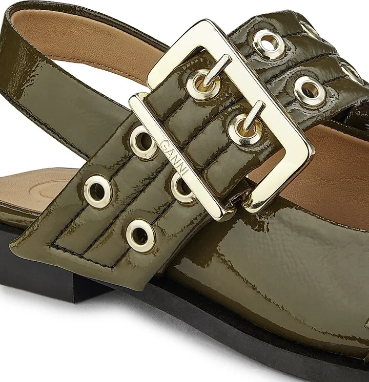 Women's Buckle Ballerina Flats - Military Olive - Size 5 - Image 5