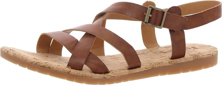 Womens Buckle Faux Leather Strappy Sandals
