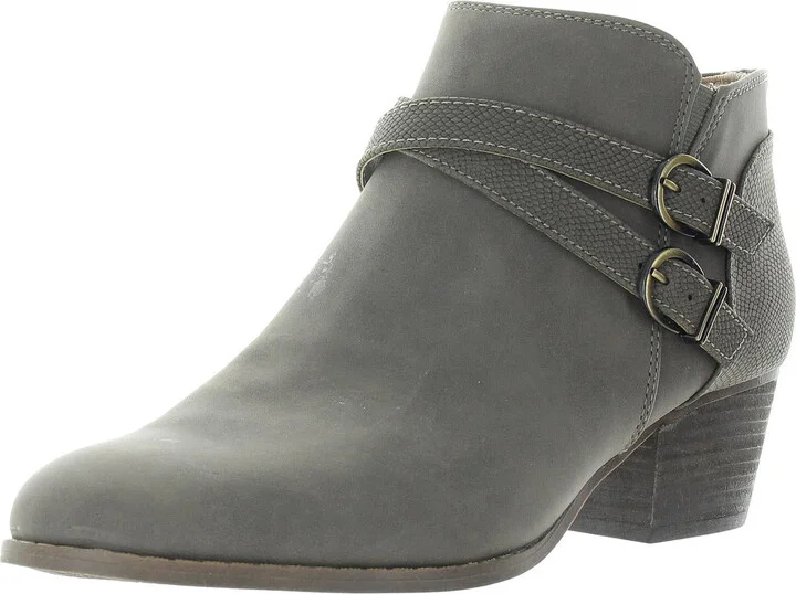 Womens Buckle Faux Suede Booties